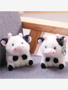 Cartoon Cow Keychain Plush Toy Mini Bag Charm Decorative Gift Ugly Cute Cow Doll Hanging Ornament Soft Cuddly Stuffed Toy