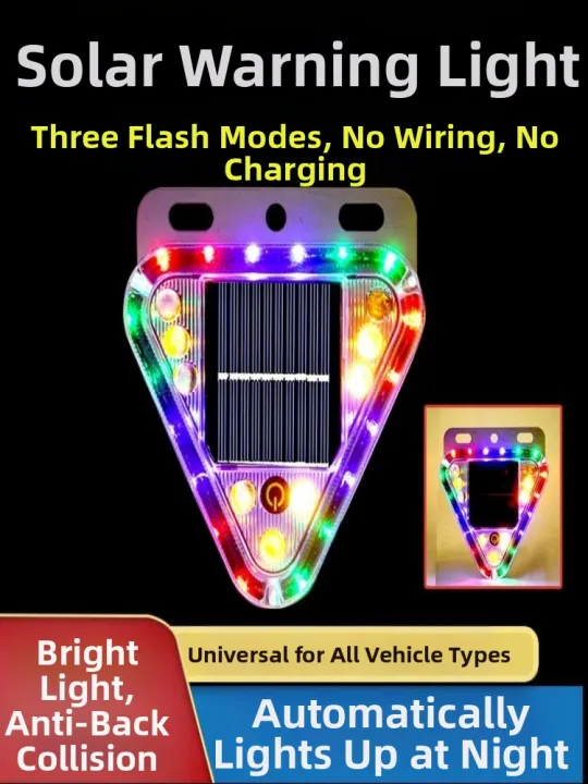 Solar Powered Warning Blinding Flash Light Car Nighttime Tail Lamp ...