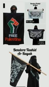 KAIN BENDERA TAUHID PANJI RASULULLAH AR-RAYAH AL-LIWA SIZE 115X75 CM
