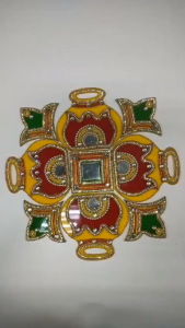 Traditional Reusable Handcrafted Pongal Pot Model Rangoli | Beautiful Festive Home Decor Acrylic Rangoli | Diwali Decoration with Studded Stones (Size - 10 inches)