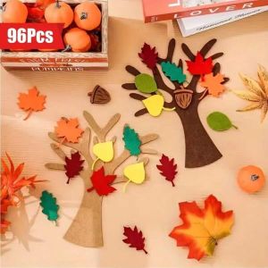 96pcs/set Handmade DIY Felt Tree Crafts Thanksgiving Party Gifts Christmas Wall Hanging Decor Supplies Home Decoration