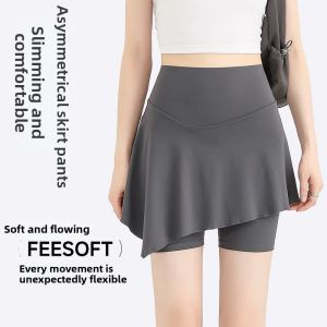 ASran | High Waist Tummy Control Fake Two Pieces Yoga Shorts Summer