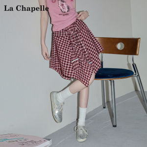 La Chapelle | Red Plaid Tie Detail Stylish A-Line Mini Skirt
