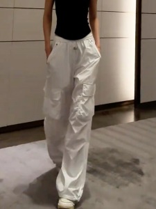 MANMI | American Style Casual White Loose Overalls Pants