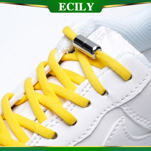 ECILY 1Pair Elastic No Tie Shoelaces Semicircle Shoe Laces For Kids and Adult Sneakers Quick Lazy Metal Lock Laces Shoe Strings