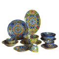 Mewah & Selamat, Set Pinggan Mangkuk Warna Bawah Glasur, Mudah Dicuci Dapur, Rice Soup Ceramic Porcelain Keramik Bowl Plate, Wedding Doorgift, New Bohemian Style Thickened Underglaze Tableware, Safe High Temperature Underglaze. 