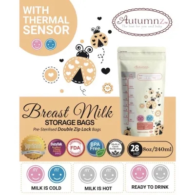 Autumnz Double ZipLock Breastmilk Breast Milk Storage Bag (3.5oz/ 5oz/ 7oz/ 10oz/12oz) Autumnz Thermal Sensor