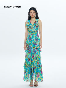 Romantic South Asian Vibes V-Neck Maxi Dress