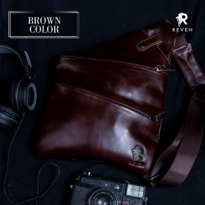 Tas selempang pria bahan kulit sapi asli premium original branded anti air dan tahan api fashion cowok model terbaru berkualitas distro