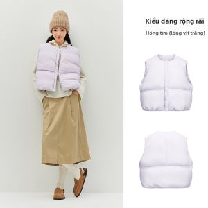 Semir | Áo Gile Quilted Phồng Dày Cổ Tròn Ép Eo Màu Sắc Sạch Sẽ