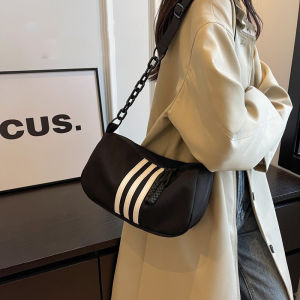 Korean Fashion Nylon Bag Stripe Women Sling Shoulder Crossbody Bag for Women Big Capacity