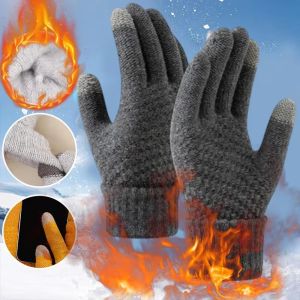 Winter hot🔥New Warm Knitted Gloves Winter Coldproof High Quality Touch Screen Elastic Acrylic Gloves Full Finger Outdoor Riding Knitted Gloves
