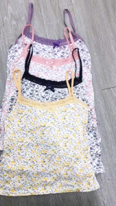 Tanktop Fashion Wanita 7072 Corak Bunga Tanktop Elastis Square Knit Renda Bunga Atasan Kekinian Fashion Korea BRG