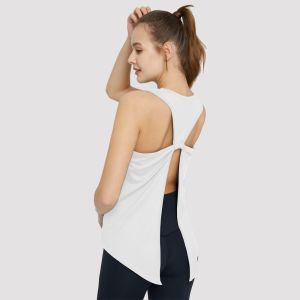 Luoke เสื้อกั๊กเสื้อกีฬารัดรูปสำหรับผู้ชายแขนกุดทรงหลวมสำหรับผู้หญิงเสื้อกล้ามหลังและโยคะลดสัดส่วนชุดออกกำลังกายสวย