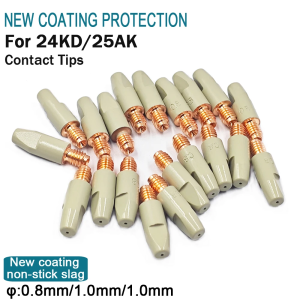 2/5/10PCS MIG 24KD Welding Consumable Coating Protect Contact Tips  0.8/1.0/1.2mm 28mm M6 Nozzle Tip For 25AK MIG Welding Torch