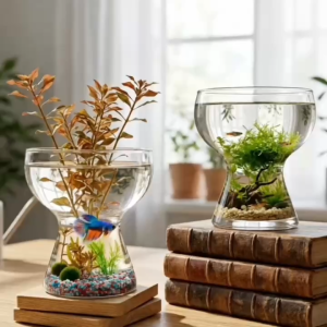 Chậu Cây Thủy Sinh Kết Hợp Bể Cá Mini Hourglass Lọ Thủy Tinh Trang Trí Không Gian