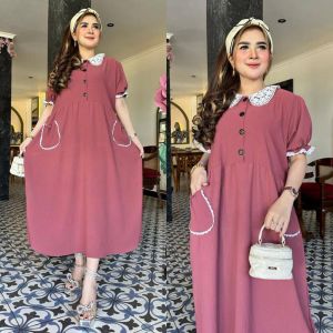 Daster Wanita Dewasa Amanda Renda Kerah Busui Kancing Depan