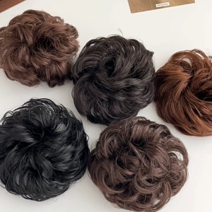 Synthetic Hair Bun Wig Ladies Ponytail Hair Extension Scrunchie Elastic Meatball Head Hairpieces Scrunchie Wrap Natural Realism