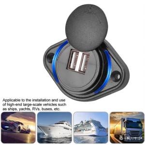 12-24V Dual Ports Car Charger Socket USB Charger Outlet Power Adapter with Sliding Cap for Car Motorcycle Truck ATV RV Boat
