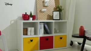 SB Design Square KONCEPT FURNITURE ตู้เตี้ย DISNEY รุ่น MICKEY-RETRO สีขาว หน้าบาน สีแดง-สีเหลือง (100x35x60 ซม.)