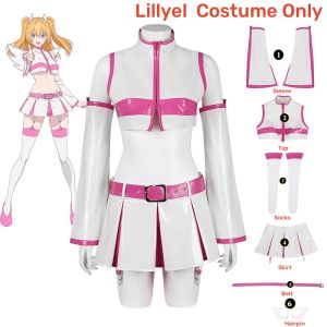 Anime 2.5 Dimensional Seduction Lilysa Amano Liliel Cosplay Costume Wig Wing Stockings Skirt Set Leather White Uniform Girls
