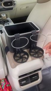 Kotak Tissue Dengan Tempat Penyimpanan Handphone Dompet Tempat Tisu Mobil Dengan 2 Cup Tempat Botol Minum