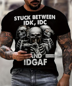 The 2025 summer new personalized skull 3D printed pattern mens T-shirt is light breathable and polyester mens wear