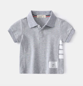 Four-strip Polo Shirt for Boys Summer Pique Cotton