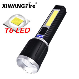 High Power T6 LED Flashlight Built-in Battery USB Rechargeable Zoom Torch With Power Display Outdoor Tactical Flashlights