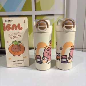 แก้วดื่มน้ำอุ่นสแตนเลส 316L ทรงตรง ดื่มได้ 2 ทาง น้ำหนักเบา น่ารัก สำหรับนักเรียน แก้วดื่มน้ำแบบพกพาสำหรับเด็ก