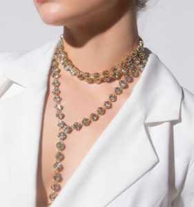 Fashion Style Exaggerated Wide Version Claw Chain Necklace Rhinestone Tassel Accessible Luxury Necklace Stylish Dinner Party Short and Long Necklace