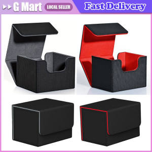 Card Deck Box Card Storage Box Fits 100 single Sleeved Cards PU Leather Strong Magnet Card Deck Case for TCG Cards Flip Side Insert Pokémo Pikachu Youka Card Collection Box Game Peripheral Magic Card Game Card Box Home Small Object Storage Card
