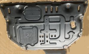 Tấm Chắn bùn gầm động cơ cho Mazda3 2012-2019 2020-2023. Chất liệu nhựa ABS nguyên sinh không pha nhựa tái chế dày 5mm Thép sơn mạ tĩnh điện dày 14 mm dập 3D chịu lực.