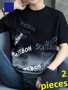 ROMON | Summer Lightweight Cotton Short Sleeve T-Shirt with Round Neck Print Loose Fit