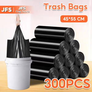 JFS 300PCS Thickened Black Trash Bag Bin Bag Garbage Bag Plastic Bags Black Disposable Trash Bag