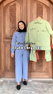 MUMU MORSA SET / Aruka Setelan Cargo Wanita Terbaru Atasan Dan Celana Wanita Kekinian by Mumu Fashion