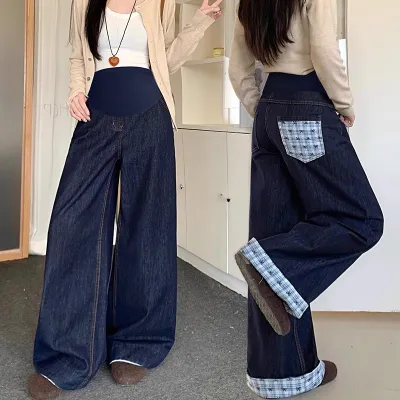 Quần Jeans Suông Rộng Thoáng Cho Bà Bầu