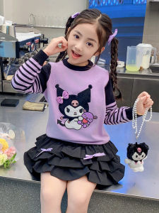 Váy Công Chúa Mùa Thu Cho Bé Gái 2024 Bộ Đồ Hai Mảnh Áo Len Kuroko Váy Bánh Mì Eo Phong Cách Ngọt Ngào Dài Tay Cạp Cao