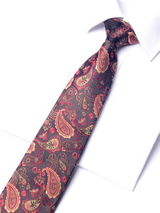 Romguest | Brown Coffee Red Paisley Retro Wide Mens Tie
