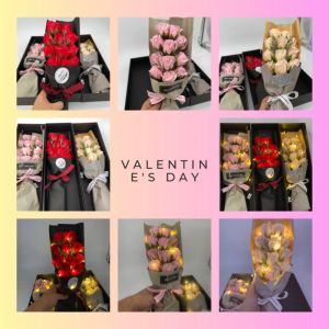 กุหลาบ วาเลนไทน์ วันแห่งความรัก จัดกล่องเป็นของขวัญ มีไฟปรับได้ 3 ระดับ สินค้าพร้อมส่งจากไทย