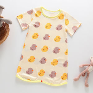 0-3 Years Newborn Ice Silk Thin Sleepwear Print Babysuits Cartoon Romper Summer New Boys Girls Baby Anti Kick Clothing