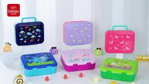 Lehoo Castle Bento Lunch for Kids 1250ml with 5 Compartments Spoon Fork Sauce Jar Leak Proof BPA-Free Sizes for Boys and Girls Ages 3 to 7