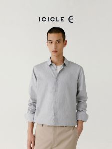ICICLE | Cotton Woven Straight-Fit Notch Collar Mens Shirt Long Sleeves
