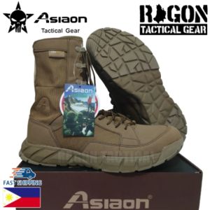 RAGON Asiaon 568 Lightweight Cordura Fabric Tactical Boots High Cut for Sports Outdoor Training Trekking Hiking (Brown)