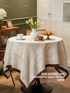 Warm Tone Retro Luxe Hemp Feel Tablecloth