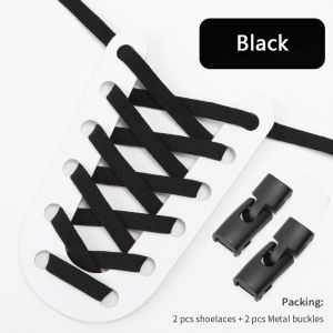 No Tie Shoe Laces Metal Cross Lock Elastic Shoelaces For Sneakers Kids Adult Sports Leisure Lazy Shoelace Accessories 1 Pair