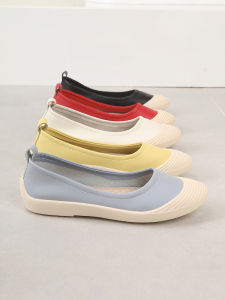 รองเท้าส้นแบนหนังแท้สไตล์คุณยายสไตล์เกาหลีสวมใส่สบาย ระบายอากาศได้ดี รองเท้าส้นแบนแบบสวมสบายสำหรับฤดูร้อน