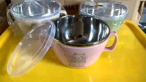 Tô cháo giữ nhiệt cho bé mới tập ăn - Bát cháo giữ nhiệt 2 quai có nắp Việt Nhật 6091 ruột inox 304 cao cấp. Ca đựng thức ăn cho bé giữ nhiệt