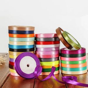 25Yards/Roll Silk Satin Ribbons Handmade DIY Bow Craft Ribbons Card Gifts Wrapping Supplies Wedding Birthday Party Decorations