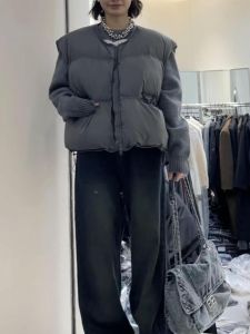 Womens Cotton Vest 2025 New Autumn Winter Casual Sports Warmth Bread Short down Cotton Jacket Zipper round Neck Pure Color